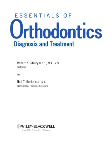 Essentials of Orthodontics: Diagnosis and Treatment 2011