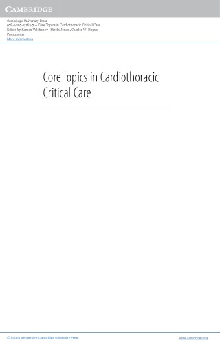 Core Topics in Cardiothoracic Critical Care 2018