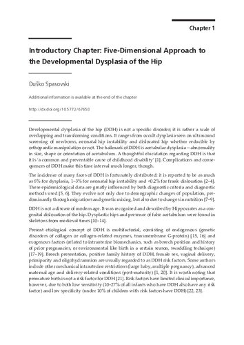 Developmental Diseases of the Hip: Diagnosis and Management 2017
